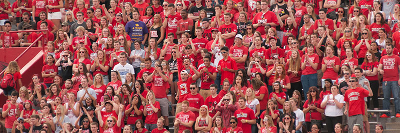 Crowd shot of students at a football game