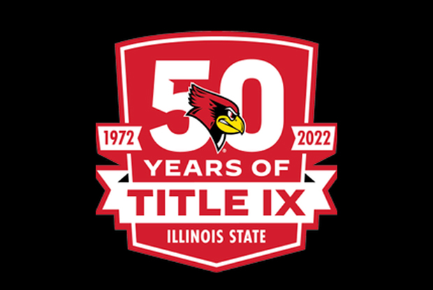 title ix logo stating 50 years of title ix at illinois state